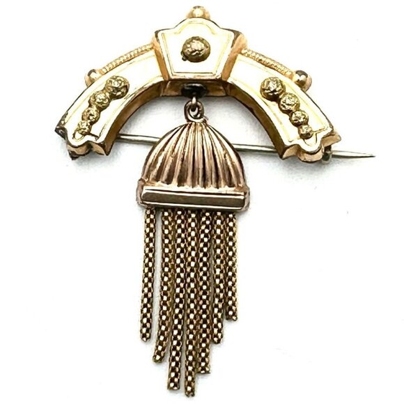 Antique Victorian Brooch Pin 10K Yellow Gold Fringe Pendant Design 3.49 Grams - Picture 4 of 6